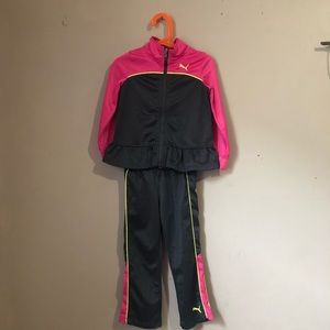 Puma Pink & Grey Full Jogger Set 4T Girls